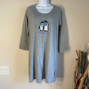 Goodnight Kiss Embroidered Nightgown Appliqué Penguin